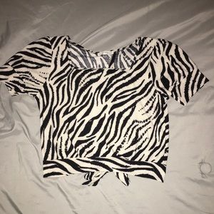 cropped zebra print blouse